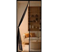 Cortina Mosquitera Puerta 127 x 204 cm Varios Tallas, Cierre Automático Cortina Antimosquitos con Iman Imán sin Necesidad de Taladrar para Puerta Exterior Cocina Balcón Y, Negro