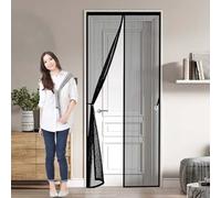 Cortina Mosquitera Puerta 130 x 252 cm Varios Tallas, Cierre Automático Mosquitera Cortina Puerta Magnetica Resistente a La Rotura, Resistente para Balcon Patio Corredera, Negro