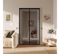 Cortina Mosquitera Puerta 50 x 270 cm Transpirables Antimosquitos, Sin Taladros, Magnético Automático, Con Velcra, Protección Doméstica Insectos para Ventanas y Balcón, Negro