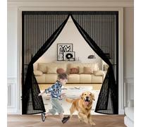 Cortina Mosquitera Puerta 53 x 200 cm Transpirables Antimosquitos, Sin Taladros, Magnético Automático, Con Velcra, Mosquitera Puerta Magnética para Ventanas y Balcón, Negro