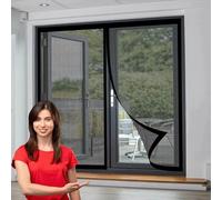 Cortina Mosquitera Puerta Exterior 118 x 157 cm Junta Magnética de Arriba a Abajo, sin Taladrar, Transpirables Mosquiteras de Ventanas para Dormitorio Sala de Puerta, Negro