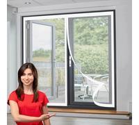 Cortina Mosquitera Puerta Exterior 153 x 142 cm Junta Magnética de Arriba a Abajo, sin Taladrar, Transpirables Mosquiteras de Ventanas para Dormitorio Sala de Puerta, Blanco