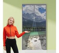 Cortina Mosquitera Puerta Magnetica 126 x 243 cm Acceso Sencillo, Protección Contra Insectos Cortina Mosquiteras para Puertas para Balcon Patio Corredera, Gris