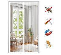 Cortina Mosquitera Puerta Magnetica, Cortina Protección Contra Insectos sin Taladrar para Puerta de Balcón Sala de Estar Puerta de Patio-White-A|| 85x200cm(33x78inch)