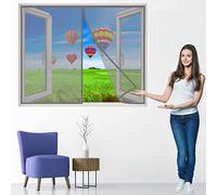 Cortina Mosquitera Ventanas Magnetica, 115x115 cm Cortina Protección Contra Insectos sin Taladrar para Ventanas de Balcón Sala de Estar Ventanas de Patio, Gris P