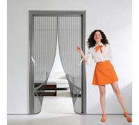 Cortina Mosquiteras para Puerta 100 x 241 cm Cierre Magnético de Arriba a Abajo Cortinas Puertas Exteriores Resistente a La Rotura para Puertas de Salón Balcón Corredor, Gris