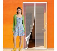 Cortina Mosquiteras para Puerta 122 x 186 cm Imanes para Un Autocierre Cortina Mosquitera Resistente a La Rotura, Resistente para Todos Los Tamaños de Puertas, Blanco