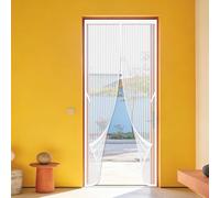 Cortina Mosquiteras para Puerta 122 x 240 cm Magnético Automático Cortinas Mosquitera Puerta Resistente para Puertas Cortina de Sala de Estar Balcón Corredera de Patio, Blanco