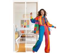 Cortina Mosquiteras para Puerta 123 x 248 cm Magnético Automático Rede Mosquito Porta Magnética Mantiene El Aire Fresco para Todos Los Tamaños de Puertas, Blanco