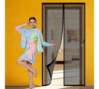 Cortina Mosquiteras para Puerta 136 x 240 cm Imanes para Un Autocierre Mosquitero Magnético Puerta Fácil Instalación sin Taladrar para Puertas de Salón Balcón Corredor, Negro