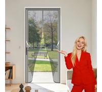 Cortina Mosquiteras para Puerta 71 x 211 cm Imán sin Necesidad de Taladrar Cortinas Puertas Exteriores Resistente para Puertas de Balcón O Terraza, Gris