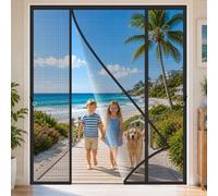 Cortina mosquiteras Para puertas dobles 170x225cm Fácil de plegar y guardar cuando no se utiliza para Resistente zonas de paso frecuente y uso intensivo Negro