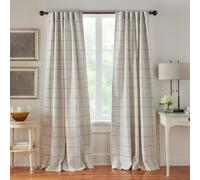 Cortina opaca a cuadros Brighton de Elrene Home Fashions para sala de estar y dormitorio, con trabilla trasera y dobladillo para barra, 132 x 274