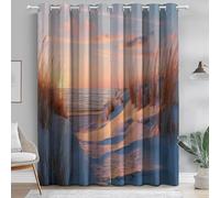 Cortina Opaca Blackout Vistoso, Naturaleza Paisaje Marino Invernal Dunas de Arena Estampadas, Pack 2 Paneles, Aislamiento Térmico y Acústico, Decoración Salón y Dormitorio, 140An×245Al cm