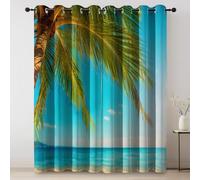 Cortina Opaca Cielo Azul Natural Mar, Azul Cortinas Dormitorio Sala Ventana, 100An x 160Al cm (2 Paneles) Cortinas y visillos con Ojales para comedores