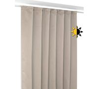 Cortina opaca con cinta fruncidora en U, opaca, tamaño y color a elegir (ancho: 140 cm, altura: 145 cm, marrón claro)