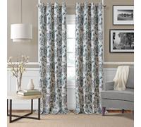 Cortina opaca con dise o floral jacobino Sorrento de Elrene Home Fashions, 132 x 241 cm, azul/gris pardo