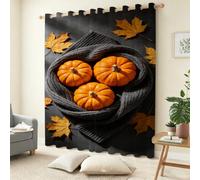 Cortina Opaca Cortas 75x166 cm Calabaza Cortinas Cocina Modernas 2 Piezas 3D Verduras Naranjas Cortina Termicas Aislantes Frio Y Calor con Ojales para Ventanas Pequeñas C.1063