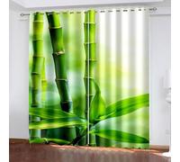 Cortina opaca de poliéster, cortinas de cocina, color verde, diseño de árbol y hoja de 102 x 214 cm, juego de 2