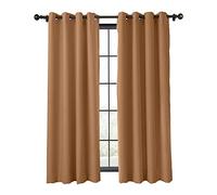 Cortina opaca ignífuga, panel de aislamiento térmico de 100 x 102 pulgadas con ojales de bronce antiguo, elegante color avellana para un bloqueo óptimo de la luz y nergética