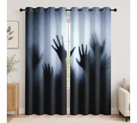Cortina Opaca Salón Moderno con Ojales Thriller Terror Estilo GóTico Dormitorio Infantil, Dormitorio Cortinas Blackout 2 Piezas, 91.5An x 214Al cm Gris Cortinas Térmicas Aislantes del Frío y Calor