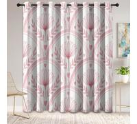 Cortina opaca térmica con diseño de pastoral Boheme, cortinas para dormitorio, salón, ventana, cortinas y cortinas interiores con ojales, flores, hojas de corazones arcoíris, 140 x 260 cm (2 paneles)
