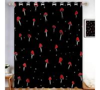 Cortina Opacas Largas 140x260 cm Setas Cortinas Salon Modernas 2 Piezas 3D Hongos Cortina Termicas Aislantes Frio Y Calor con Ojales para Dormitorio Adulto B.74