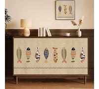 Cortina para armarios, cortina para lavavajillas, estores antipolvo para closets, con rieles deslizantes adhesivos; para alacenas, fregaderos, estanterías y lavadoras.(Brown,120x80cm/47x31.5in)
