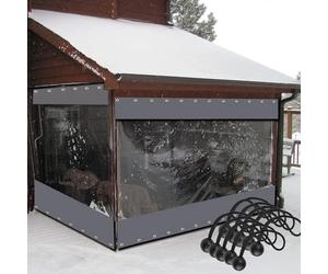 Cortina para Exteriores Impermeable Panel Lateral con Ojales Lonas para Pergolas Cortinas Exteriores para Terraza Jardín (Color : Gray, Size : H2.8mxL2.8m)