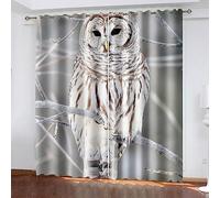 Cortina para Habitación Opaca Y Térmica Aislante, 140 X 160 Cm Búho Animal De Moda 3D Impresión Cortinas De Ojales Dormitorio Moderno Elegante Blackout Curtain Suave para Ventanas Oficina -1V5T-T5X