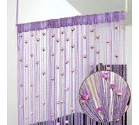 Cortina para puerta, decoración de privacidad, cortina de cuerda para puerta, privacidad, borla de marco, cortinas de hilo con diseño de rosas para ventana, pasillo, entrada, armario, dormitorio