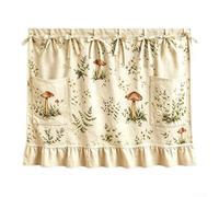 Cortina pastoral rústica para almacenamiento de horno, 77 x 55 cm | Tela de lino natural, bolsillos de almacenamiento integrados, estética rústica de granja, tamaño de 77 x 55 cm