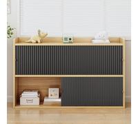 Cortina plegable de privacidad tipo panal sin taladros para armarios, cortina magnética para gabinetes, faldón vertical de textura beige cremoso para debajo del fregadero(Nero,110x40cm/43.3x15.7")