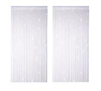 Cortina Puerta 2 Piezas Cortina Puerta Interior 100x200cm Cortina Tras Cortinas Blancas Brillante Cortina de Hilos Antimoscas Cortina de Puerta Decorativa para Sala de Estar Dormitorio Fiestas