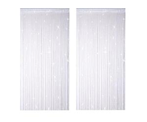 Cortina Puerta 2 Piezas Cortina Puerta Interior 100x200cm Cortina Tras Cortinas Blancas Brillante Cortina de Hilos Antimoscas Cortina de Puerta Decorativa para Sala de Estar Dormitorio Fiestas