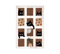 Cortina Puerta Exterior Gato Marrón Y Negro Cortinas Cocina Poliéster Cortinas para Puertas Exteriores Cortina Puerta Lavable Cortina Exterior Puerta Evita Insectos Cortina para Puerta 85x150cm