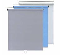 Cortina retráctil portátil con ganchos adhesivos, inalámbrica, sin taladro, persiana opaca ligera, color gris, 110 x 150 cm, diseño de sistema de resorte