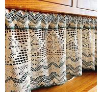 Cortina Rústica Boho Tela Decorativa Para Puertas Ventanas De Cocina, Cortina Corta De Encaje, Ganchillo Hecha A Mano Estilo Granja, Divisoria, Uso En Armario De Baño, 1 Panel(W 180cm x L 32cm)