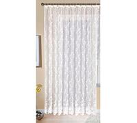 Cortina Store Jacquard Mainz Alto x Ancho 245 x 450 cm Cinta fruncidora Universal Blanco Flores Transparente Cortina salón 13144