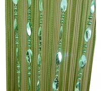 Cortina Tangpan divisora para Puerta con Flecos y borlas, Tela plástico, Verde, 100 x 200 cm