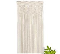 Cortina tejida bohemia para puerta, 90 x 180 cm, 95 x 200 cm, 100 x 200 cm, algodón, encaje, macramé, para colgar en la pared para boda, fondo, arco de ventana, decoración del hogar, color beige