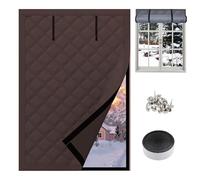 Cortina Térmica de ventana de invierno, Kit Aislante Termico Ventanas, Película Aislante for Ventana, Protección contra el frío, Impermeable, Reutilizable, Fácil de Instalar(Marrón,105x65cm)