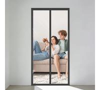 Cortina Térmica Magnética 101 x 198 cm Prueba Viento Impermeable Invierno Transparente Cortina Térmica Cierre Automático para Interior Exterior, Negro