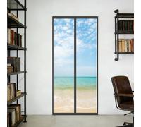 Cortina Térmica Magnética 123 x 216 cm El Invierno Es Cálido y El Verano Es Fresco Transparente Cortina Térmica Magnética Cierre Automático para Estar Balcón Sala, Negro