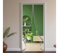 Cortina Térmica Magnética 123 x 280 cm Prueba de Viento Impermeable Cortina Térmica Transparente para Puerta Cierre Automático para Sala Estar Cuarto Baño Balcón, Gris