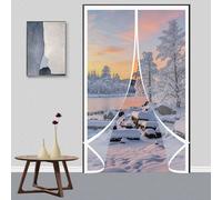 Cortina Térmica Magnética 129 x 222 cm Prueba Viento Impermeable Invierno, Aislante Acústico, Aislante Frio Magnética Cortina de Puerta Invierno para Interior Exterior, A