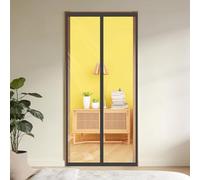 Cortina Térmica Magnética 136 x 278 cm Prueba Viento Impermeable Invierno Puerta de Privacidad Manos Libres Cierre Automático para Interior Exterior, Negro