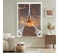 Cortina Térmica Magnética 50 x 60 cm Prueba Viento Impermeable Invierno, Aislante Acústico, Aislante Frio Cortina Térmica para Invierno y Verano para Estar Balcón Sala, A