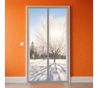 Cortina Térmica Magnética 67 x 210 cm Prueba Viento Impermeable Invierno Transparente Cortina Térmica Magnética Cierre Automático para Balc, Garajes, Tiendas, Gris