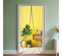 Cortina Térmica Magnética 86 x 284 cm Prueba Viento Impermeable Invierno Puerta Mosquitera de Cierre Automático Cierre Automático para Balc, Garajes, Tiendas, Gris